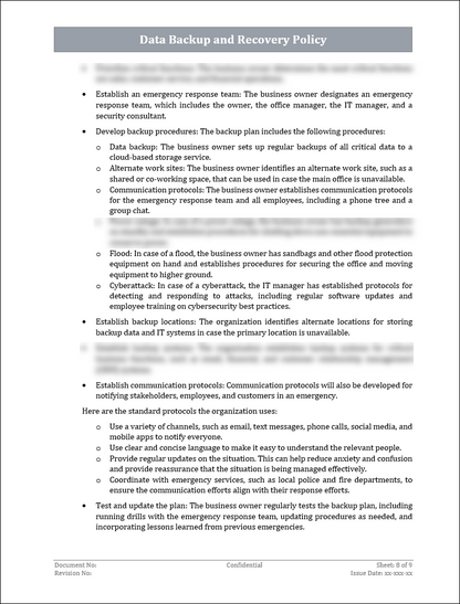 ISO 22301 Documentation Toolkit