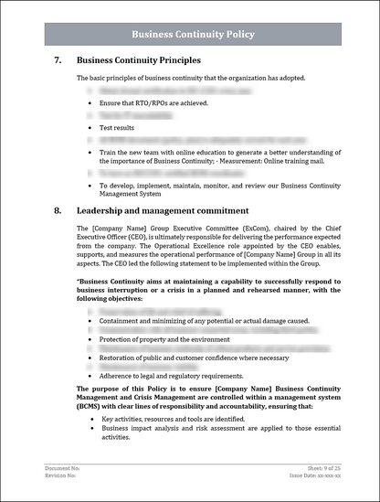 ISO 22301 Documentation Toolkit