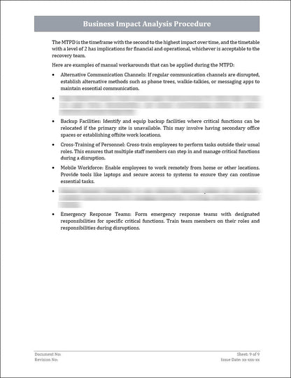ISO 22301 Documentation Toolkit