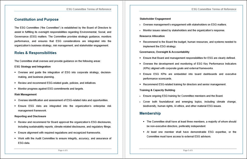 ESG Committee Terms of Reference 