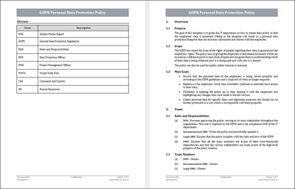 GDPR Employee Personal Data Protection Policy Template