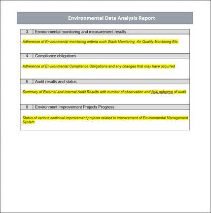 Environment data analysis report, Environment data analysis