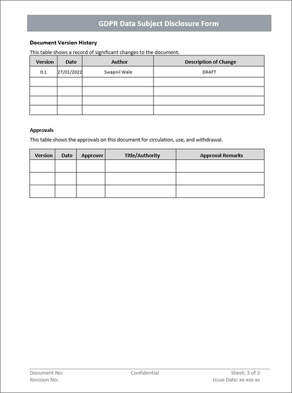 GDPR Data Subject Disclosure Form Template