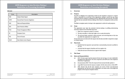 GDPR Response on Auto Decision Making/ Restriction Processing (Accepted)